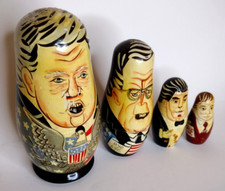 VTG Russian Wooden Nesting Dolls U.S. Presidential Election 1992 Clinton/Bush