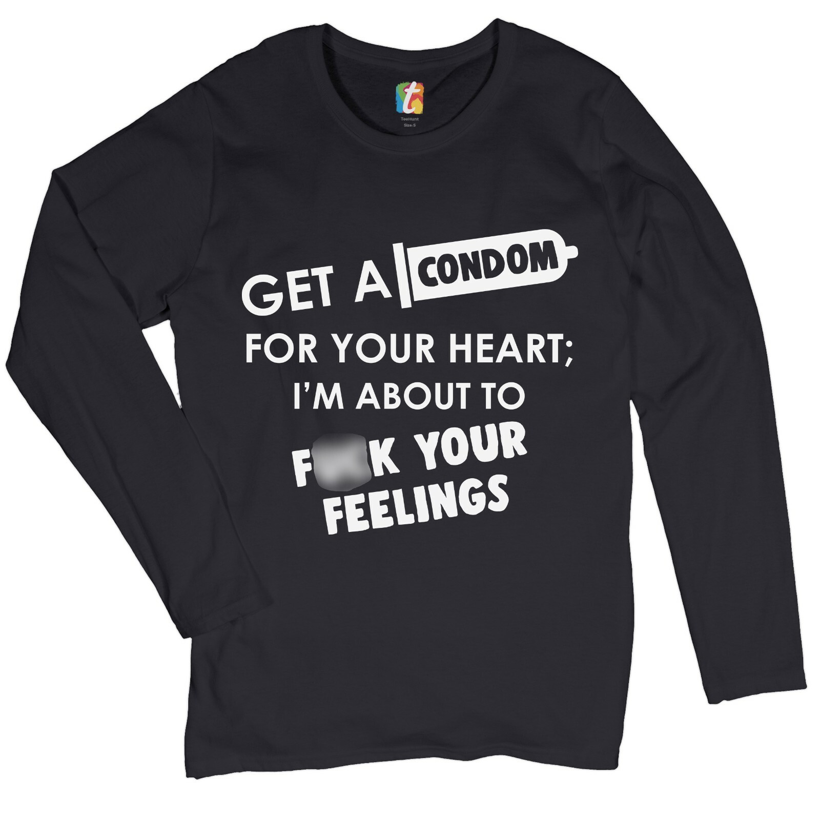 RHUDE Maglietta donna a maniche lunghe Get a Predom for Your Heart divertente umorismo offensivo rude