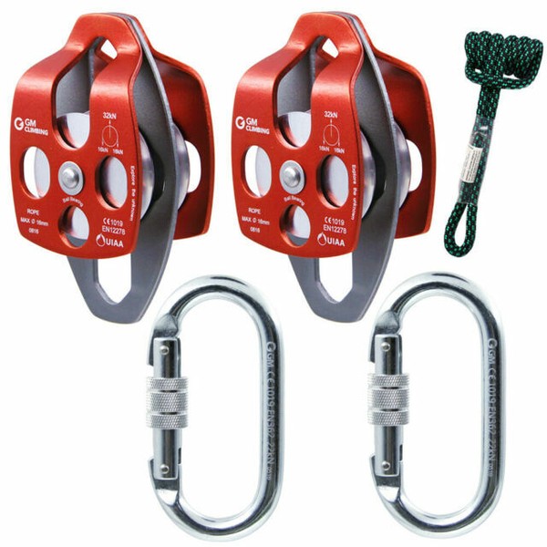 Block and Tackle Hardware 40kn Micro Double Pulley 22kn Carabiner With