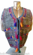 Handmade WOOL hand loomed primative native american mayan aztec 2xl 3xl rug vest