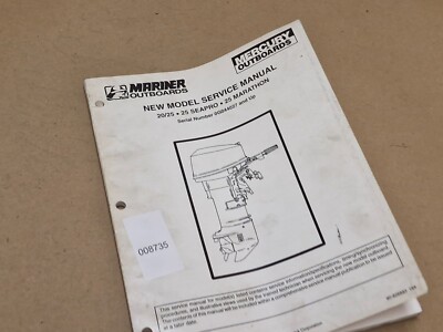 Mariner Mercury 20 25 Seapro Marathon Service Manual 1994 90-826883 Used USA