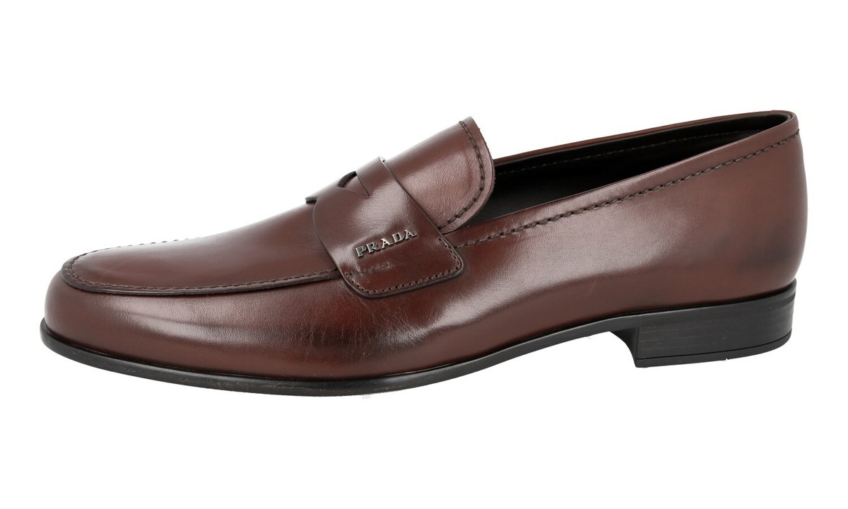 PRADA Leather Penny Loafer Dress Suit Formal Shoes Brown  display picture 1