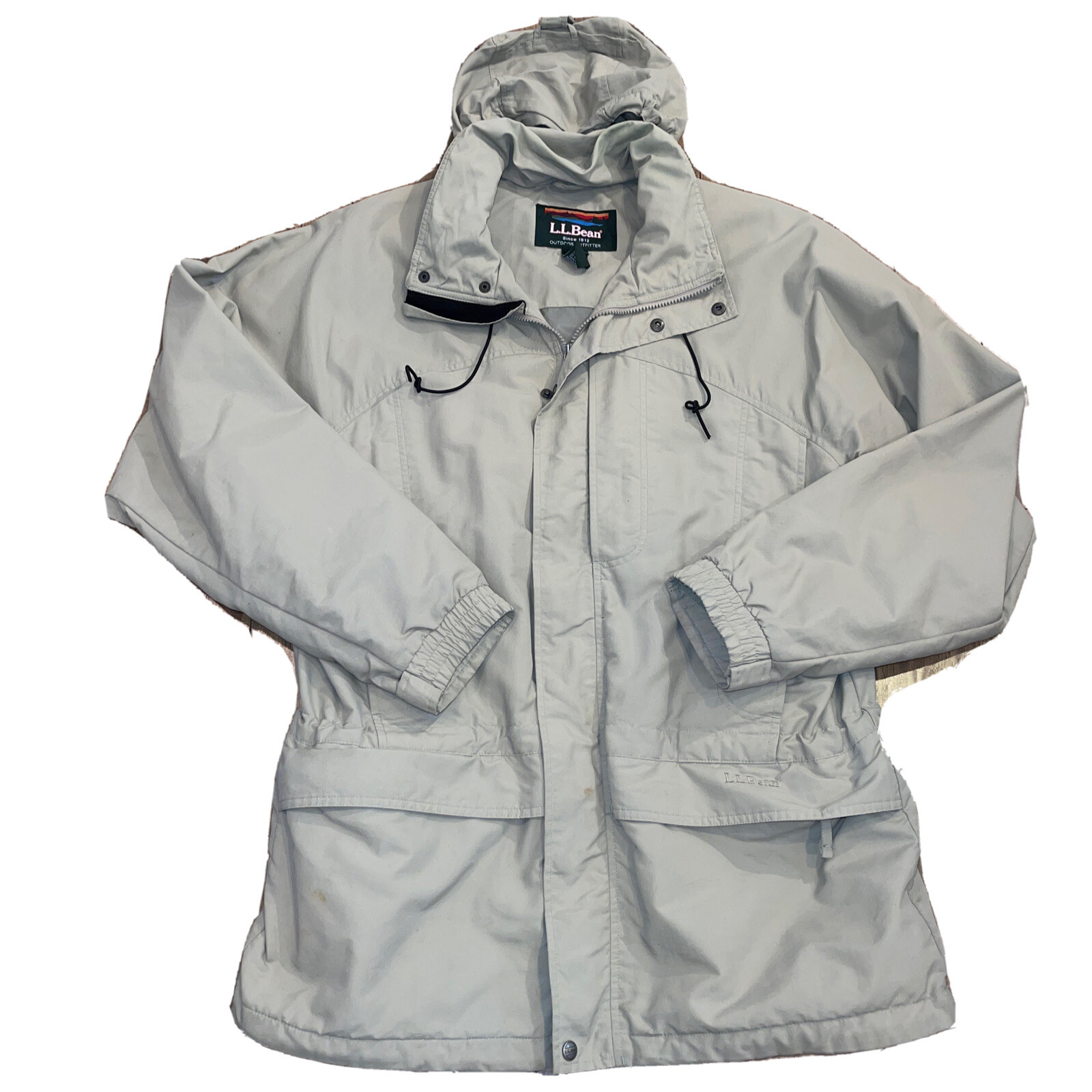 LL Bean Nylon Field Jacket Men’s Medium Tall Khaki 6 Pockets Coat Stow