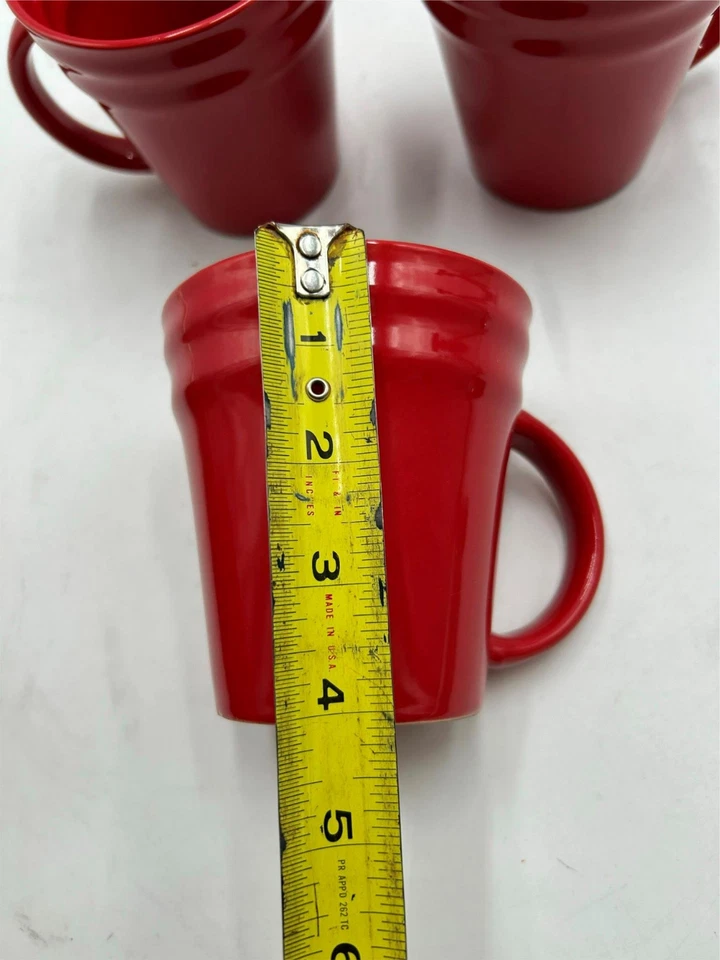 3) TAZAS DE CAFÉ RACHAEL RAY DOBLE CRESTA ROJAS EN MUY BUENA CONDICIÓN Foto 3 de 3