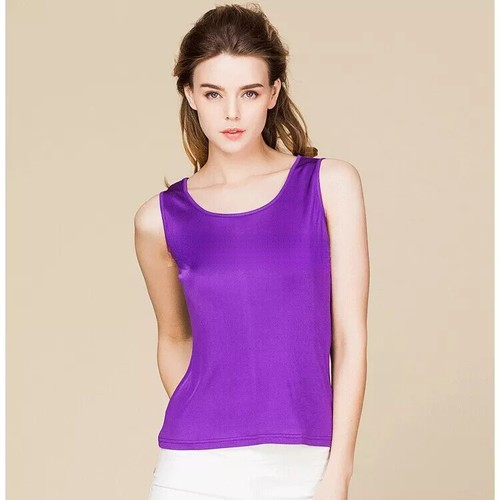 Women Mulberry Silk Camisole Sleeveless Shirt Scoop Neck Knit Silk Tank Top - Picture 34 of 64