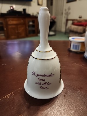 Vintage Porcelain Bell ''Grandmother'' Floral Gold Trim A Summit Collection Exclus