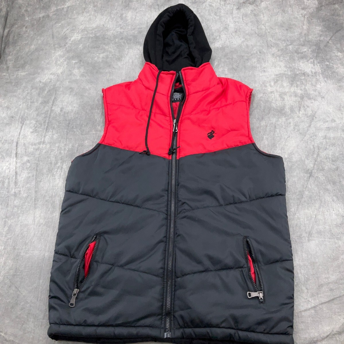 Rocawear Puffer Vest Men Medium Black Hood Zip Casual Rocawear Puffer Vest Men Medium Black Hood Zip Casual