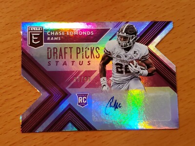 2018 Elite Draft Auto Die Cut Purple #182 Chase Edmonds Cardinals RB #'d 93/99