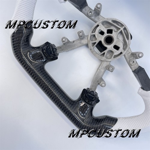 Fit For Chevrolet Corvette C5 Z06 Carbon Fiber Steering Wheel White Leather - Picture 3 of 7