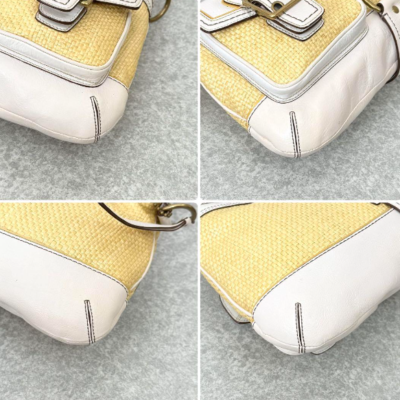 Rare Vintage Coach Legacy Buckle Straw Shoulder Bag