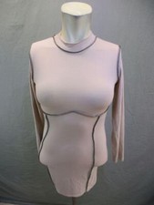 NWT Pretty Little Thing Size 2 Women Tan Long Sleeve Viscose Bodycon Dress 7Y504