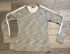 Athleta Women's Gray  White Pullover Sweatshirt Quilted Top Thumbholes Size S