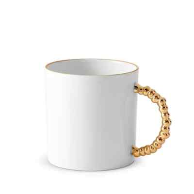 L''OBJET Haas Mojave White & Gold Mug NEW without Box