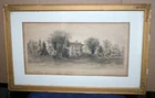 Signed Elmwood Etching by Ernest Rost - Home of James Russell Lowell Framed