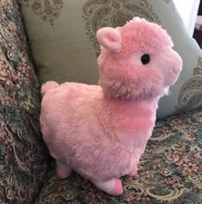 RARE HTF Pink Alpaca Llama Plush Stuffed Animal Furry Inter American 12” #Q4