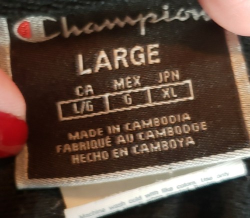 Champion Big C & Logo Taping Black Long Sleeve Full Zip Track Jacket Sz Large - Picture 9 of 9