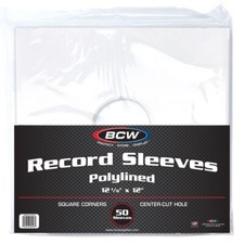 250 BCW Paper Record Sleeves 33 RPM - Polylined - SQ Corners - With Hole