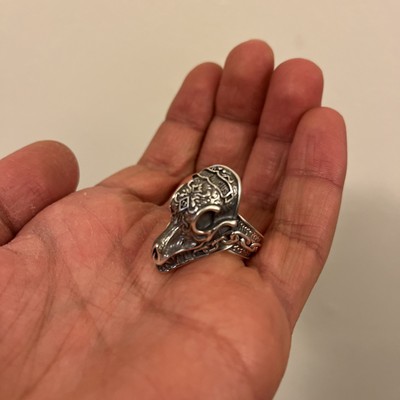 Morior Invictus ring in polished silver