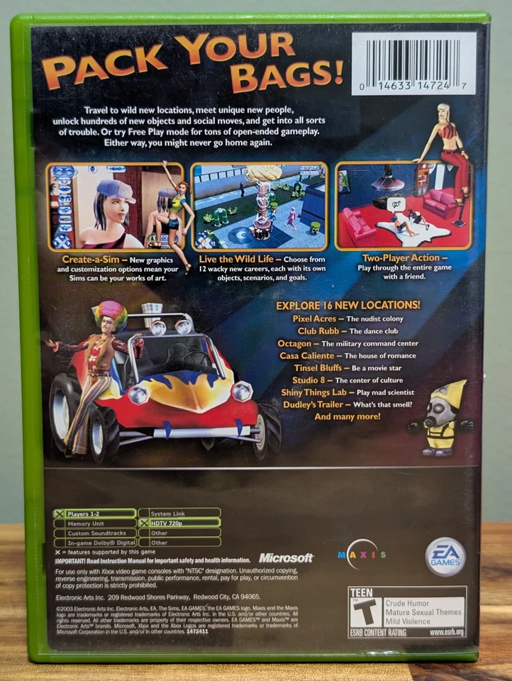 Sims Bustin' Out (Microsoft Xbox, 2003) CIB - Tested - Near Mint Disc! - Image 3 of 4
