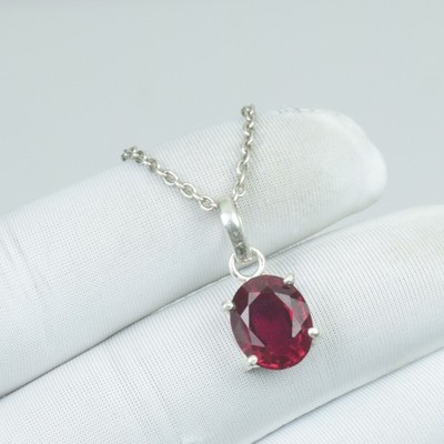 Oval 15Cts Natural Red Ruby Necklace, Minimalist Gift For Daughter Pendant,
