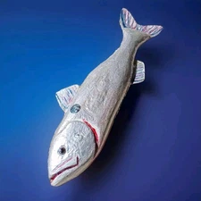 10" L.  James Mead Ice Fishing Dieing Silver Shad Decoy.