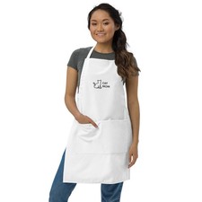 Cat Mom White Embroidered Apron