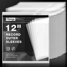 100PCS 12 Inch Premium Record Sleeves, LP Vinyl Outer Sleeves for 33 RPM, Alb...
