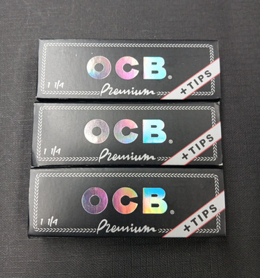 OCB  Premium 1 1/4  50 leaves + 50 Tips 3 Pack Free Shipping