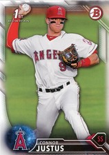 2016 Bowman Draft Prospect Rookie Connor justus #61 Angels