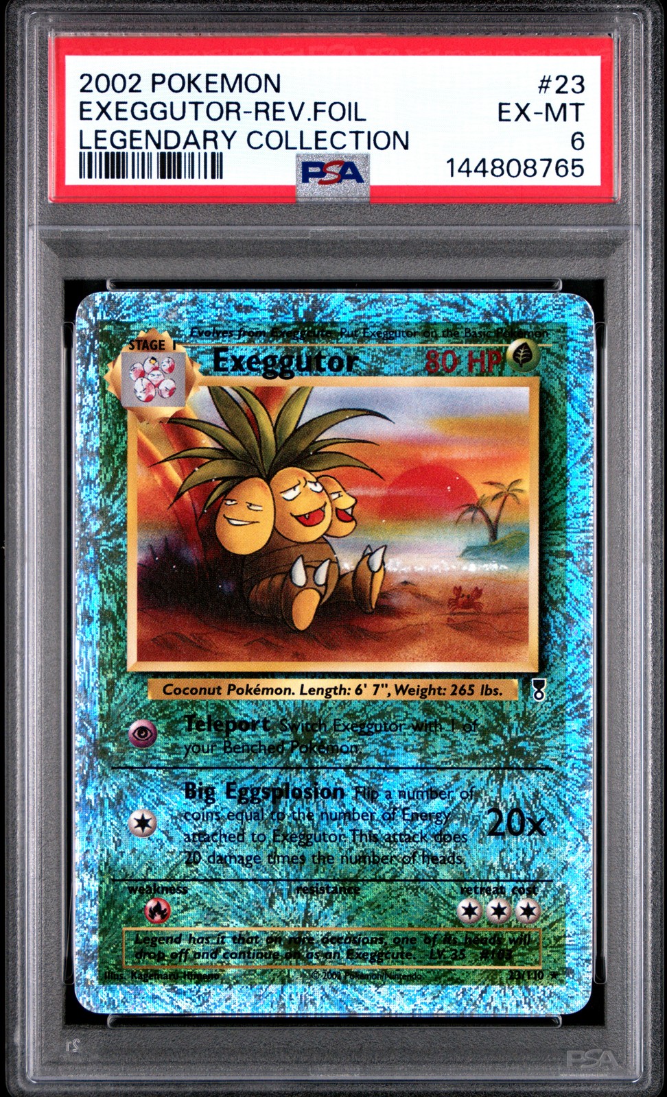 2002 POKEMON LEGENDARY COLLECTION #23 EXEGGUTOR-REVERSE FOIL PSA 6