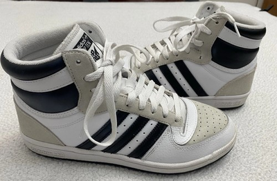 #ad adidas top ten hi Mens 9 White Blue Gym Hoops B35 $50.00