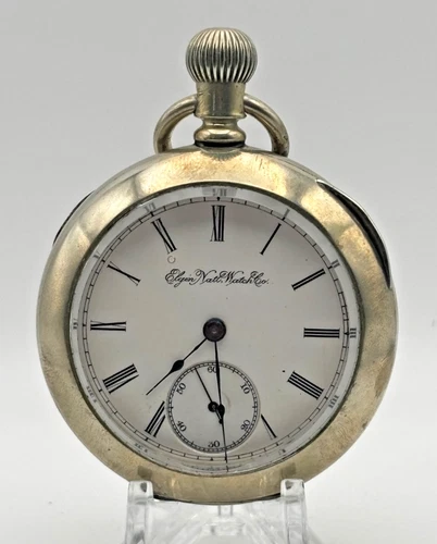 Elgin Grade 73 Open Face Double Back 7 Jewel Size 18 Silverode Pocket Watch runs