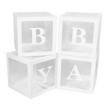 Image of Baby Shower White 4PCS Transparent Balloon Box With Letters Balloon Gift