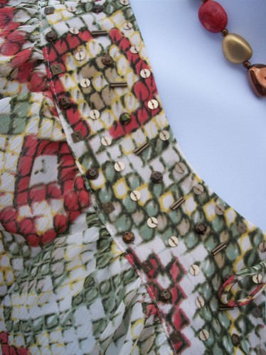 Alfred Dunner FALL LEAF COLORS top shirt size 14 Petite L XL bead chiffon blouse - Picture 4 of 12