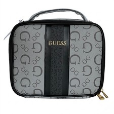 Genuine GUESS Ladies Makeup Bag Cosmetic Case Travel Organizer Grey Monogram NEW
