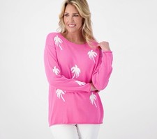 Belle Beach by Kim Gravel Palm Sweater Pink L New