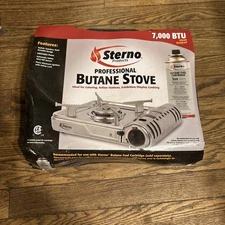 Sterno Butane Stove 7,000 BTU Butane Stove Stainless Steel In Plastic Case