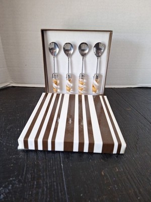 NATURAL BALTIC AMBER SPOON DESSERT OR COCKTAIL CUTLERY UNIQUE  PRODUCT 4 in set