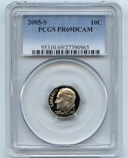 2005 S 10C Roosevelt Dime PCGS PR69DCAM