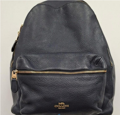 Coach Charlie Navy Leather Backpack Coach F30550 Charlie Pebble Leather Backpack, | Mercari main image 3