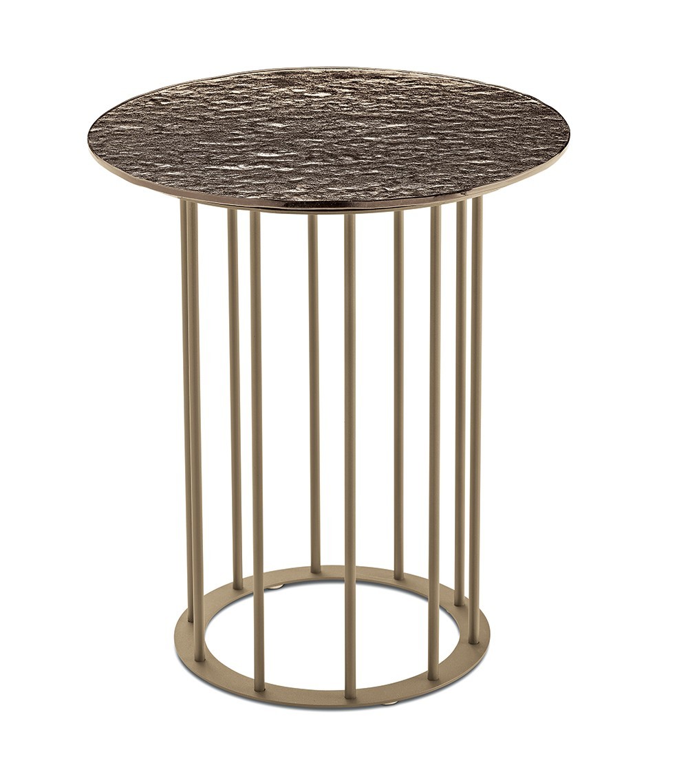 Mesa Baja Redonda Moderna De Vidrio Martillado Para Sala De Estar CIC-896