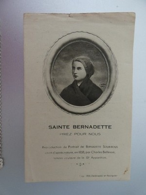 Pious Image Saint Bernadette Pray for Us 1935 Tread and Treadmill