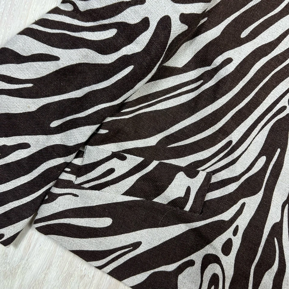 Chaqueta Blazer Corta Michael Kors Marrón Cebra Estampado Animal Lino A Medida 8 Chic Foto 4 de 4