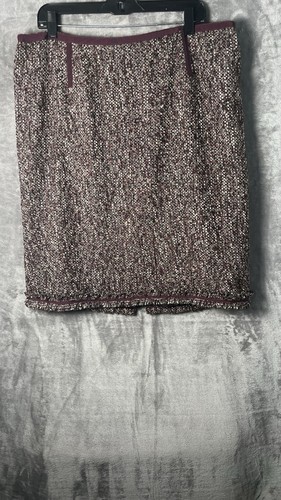 Talbots Womens Tweed Straight Burgundy Textured Wool Skirt Size 16 W - Picture 5 of 8