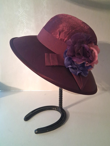 August Hat Co. Women’s Burgundy Sheen Wedding Church Dress Hat with Flowers