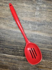 Vintage Melamine Ware Slotted Spoon Red Cooking Serving Utensil 11.5" SH-706