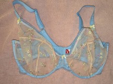 Cleo By Panache Astrid Sheer Balcony Bra Blue Trim With Flower Embroidery