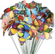 LATERN 60Pcs Garden Butterfly Stakes, 9CM Colourful multi-coloured 