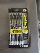  2 Pilot, G2 Premium Gel Roller Pens, Extra Fine Point 0.5 mm, Pack of 5, Black