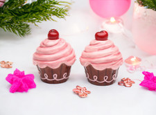 Ceramic Pink Cupcake Salt  Pepper Shakers, Wedding D cor, Gift for Her, Gift fo